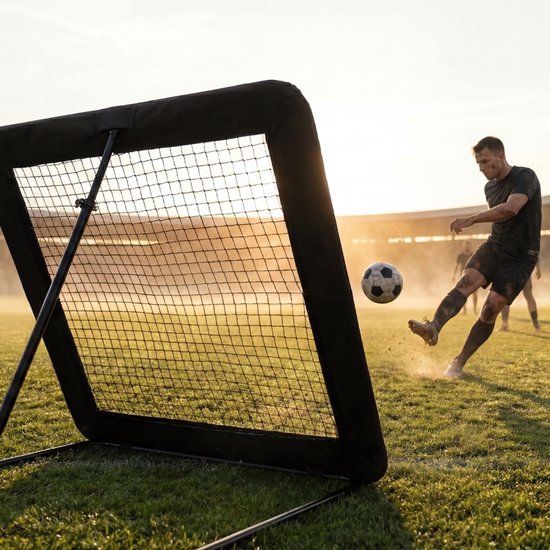 Fitby Fußballtrampolin - Trampolin - Trampolinwippe - Kickback - 100x100CM - Schwarz