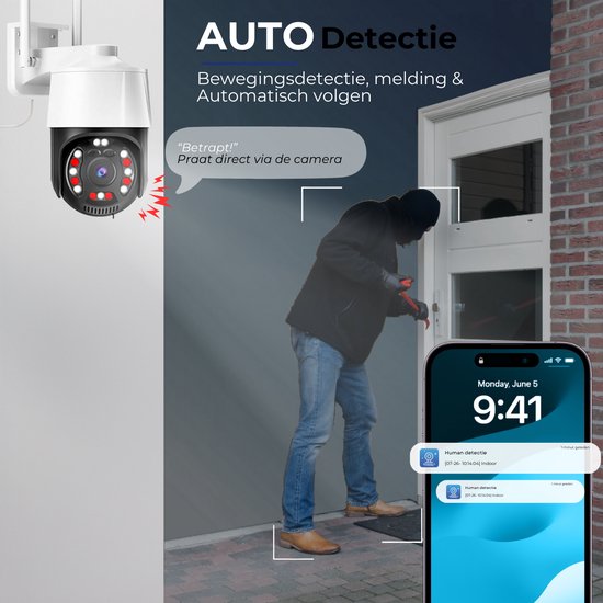 Camux Cam-VisionX Sicherheitskamera Outdoor IP66 - 3MP 2K Kamera - Outdoor Kamera mit Nachtsicht - Wifi mit App - Sicherheitskamera