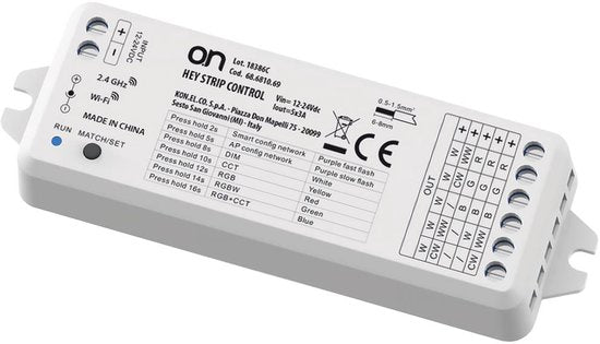 HeySmart WiFi LED-Strip Controller, einfarbig, RGB, RGBW, CCT, für 12 24 V LED-Strips, App-Steuerung, Sprachsteuerung Alexa, Google Home, RF-Fernbedienung, Timer, Memory-Funktion 4 Zonen