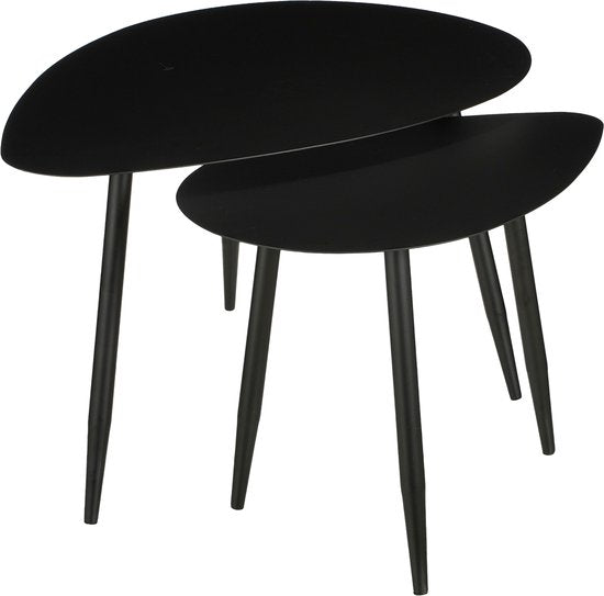 Mica Decorations Beistelltisch - 2er-Set - L80 x B60 x H47 cm - Metall - Schwarz