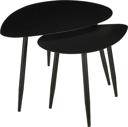 Mica Decorations Beistelltisch - 2er-Set - L80 x B60 x H47 cm - Metall - Schwarz