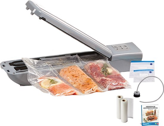 Duo NutriSealer Vakuumbehälter 2er-Set – Frischhaltung von Lebensmitteln mit Vakuumtechnik, mikrowellen- und gefriergeeignet, auslaufsicher mit Datumsanzeige