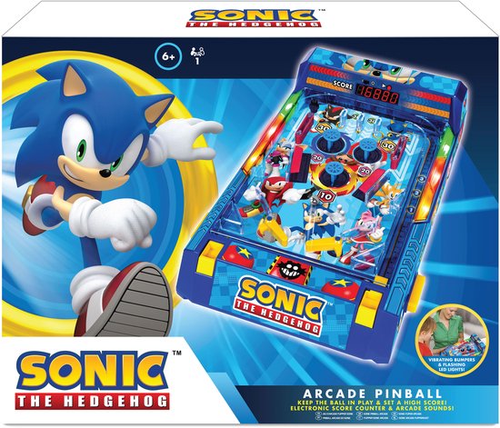 A Ambassador® Sonic Pinball - Arcade Pinball - Mini Pinball - Spielmaschine - Punktezähler - Tischplatte - Erwachsene - Spiele für Kinder - Das große Spielzeugbuch 2025