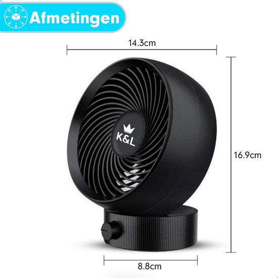 K&L Silent Fan - Tischmodell - USB betrieben - kippbar - Schwarz