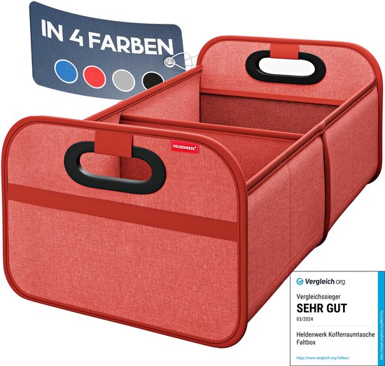 Kofferraumtasche faltbar und stabil - Kofferraum-Organizer Einkaufstasche zur praktischen Aufbewahrung - Auto-Faltbox, Kofferraumbox (rot)