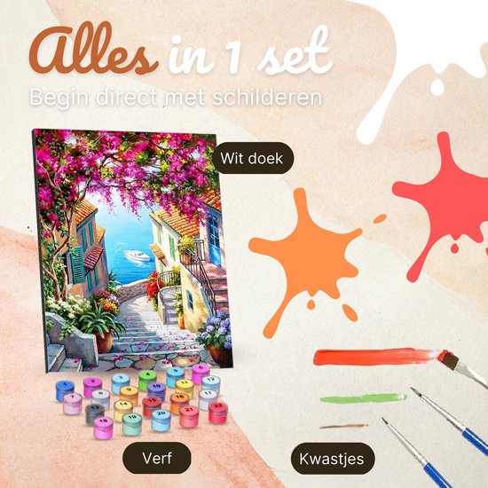 Rubye® Malen nach Zahlen Erwachsene - Seelandschaft - inklusive Pinsel - Leinwand Gemälde ohne Rahmen - Farbe nach Zahlen - 40x50cm