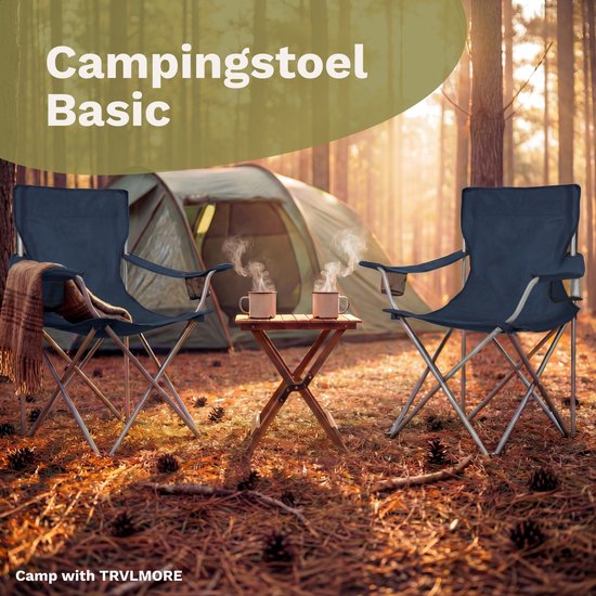 TRVLMORE Campingstühle - klappbar - 2er-Pack - 120KG Tragkraft - Inkl. Tragetasche - Klappstuhl - Angelstuhl - Campingstuhl - Klappstuhl - Blau