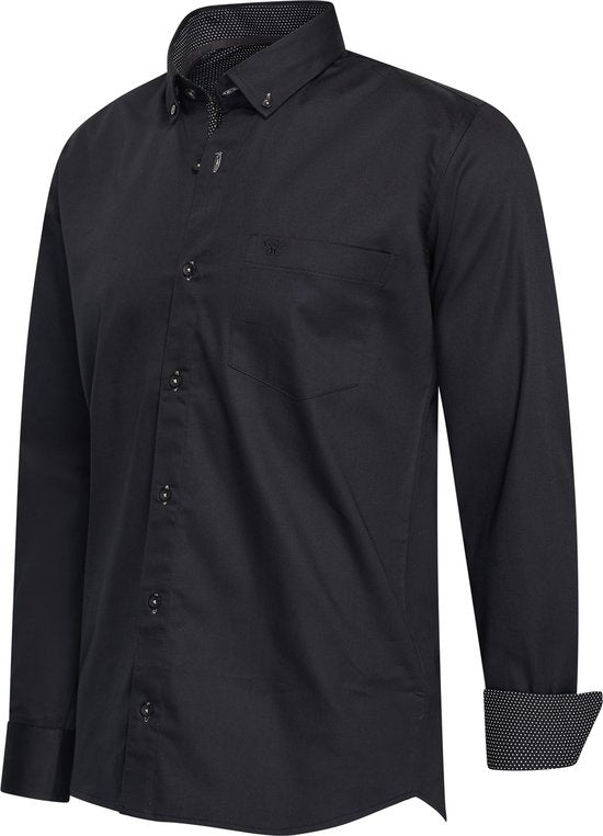 Cappuccino Italia - Herren Stretch Hemd Ancona - Schwarz - Größe XXL
