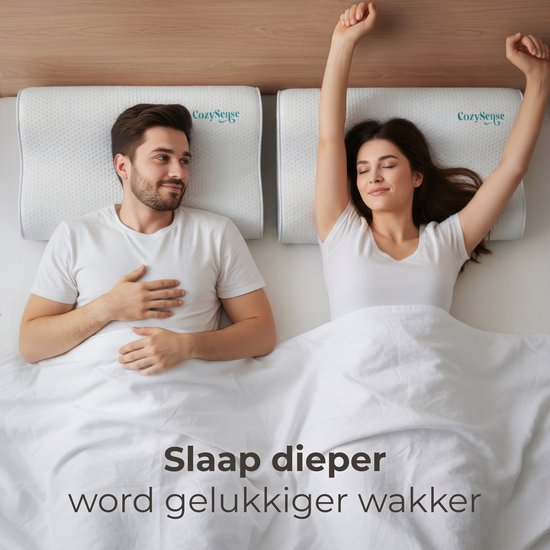 CozySense® Kopfkissen - Orthopädisches Kopfkissen - Ergonomisches Kopfkissen - Memory Foam Schlafkissen - Inkl. Kissenbezug & Tragetasche - Weiche Festigkeit - für Seiten-, Bauch- und Rückenschläfer