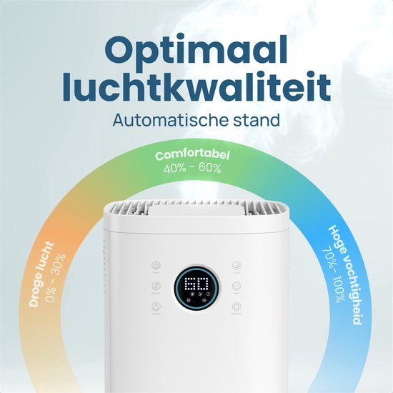 Auronic Luftbefeuchter - 4 Liter - 40m2 - Geeignet für Wohnzimmer, Büro, Schlafzimmer, Babyzimmer und mehr - Mit Aromatherapie - BPA-frei - Weiß