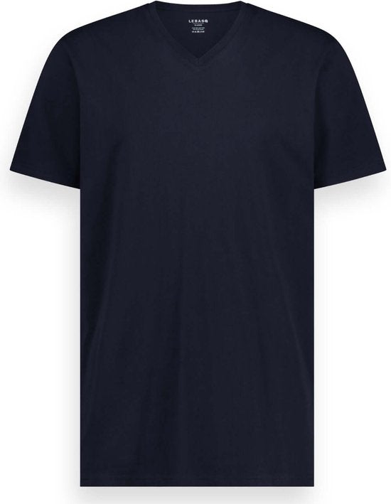 LEBASQ – Davis Herren-T-Shirt – 3er-Pack – mit V-Ausschnitt – extra lang – als Unterhemd geeignet – Marineblau – Größe L