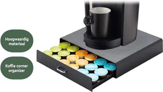 BRASQ Kapselhalter für Dolce Gusto Kapseln - Aufbewahrungsbox mit Schublade - 30 Tassen - Kaffeetassenhalter Schwarz