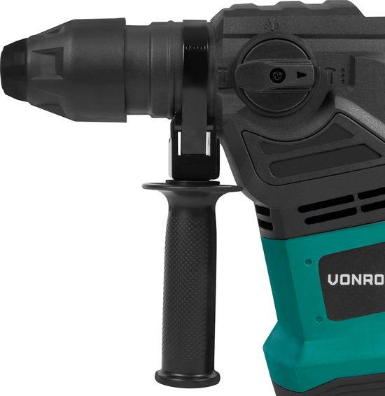VONROC Bohrhammer 1800W - 6 Joule - SDS plus - 4 Funktionen - Inkl. 3 SDS-plus Bohrer und 2 SDS-plus Meißel