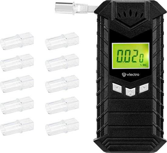 Vlectro digitaler Atemalkoholtester - USB wiederaufladbar - Mundstücke enthalten - Kompaktes Design