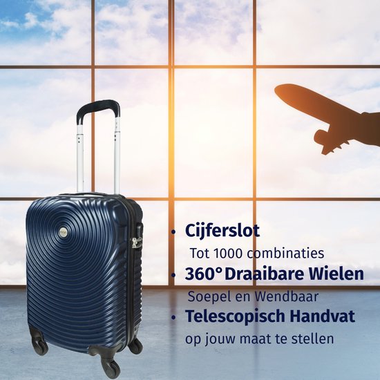 Ceruzo Handgepäck Koffer -Trolley - 28L- 51.5 cm - Blau - Spinner Räder 360°- Numerisches Schloss Reisekoffer