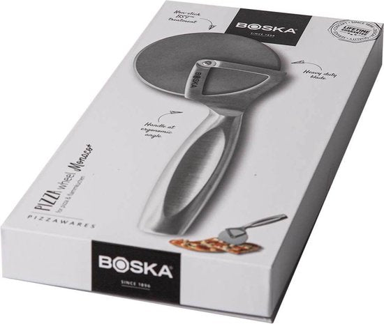 Boska Pizzaschneider Monaco+ - Pizzaroller - Edelstahl - Ergonomischer Pizzaschneider - Geschenkbox - Geschenkideen für Männer - Küchenutensilien - Küchenzubehör - Lebenslange Garantie