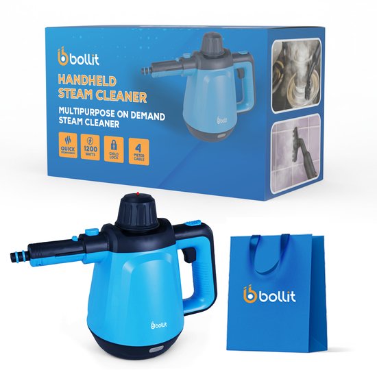 BOLLIT 1200W Dampfreiniger - Handdampfreiniger - 3,5 Bar - Handdampfreiniger - Fleckenreiniger - Dampfreiniger - Teppichreiniger - Dampfreiniger - Extra starker Dampfreiniger: Boden-, Sofa-, Küchen-, Bad- & Teppichreinigung - Inkl.