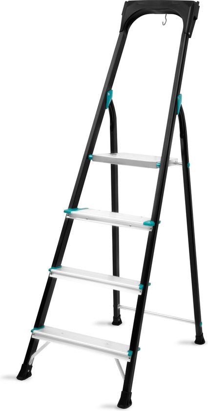 VONROC PRO Haushaltsleitern - Aluminium-Klappleiter - 4 Sprossen rutschfest - max. Belastbarkeit 150kg