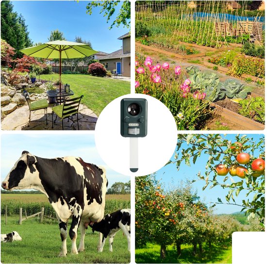 Perel Solarbetriebenes Ultraschall-Schädlingsabwehrgerät, Outdoor, Abwehr von Mäusen, Ratten, Insekten, Katzen, Mardern, Vögeln, Füchsen, Katzenschreck, Marderabwehr, wiederaufladbar über USB, bis zu 65m²