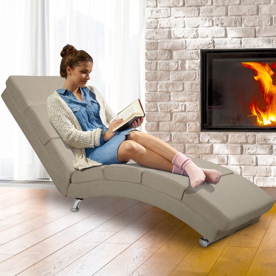 Casaria Recliner London - Loungesessel Verchromt - Sand