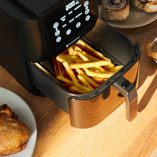 KitchenBrothers Airfryer XL - 5L - 1500W - Heißluftfritteuse - 60ºC bis 200ºC - Kleines Design - Extra leise - 6 Kochprogramme - Schwarz