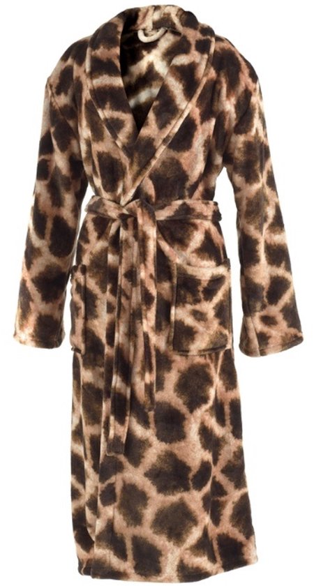 ZoHome Leopard Bademantel lang - Fleece - Größe M - Braun
