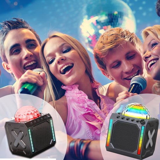 Denver Karaoke Set Kinder & Erwachsene - Disco Lights - Bluetooth - Inkl. Mikrofon - Lautsprecher Party Box - Party Box - BTM618