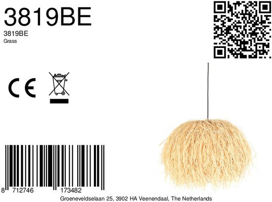 Anne Lighting – Hängeleuchte – Grass – natur – Gras – Ø 53 cm – E27 – 3819BE