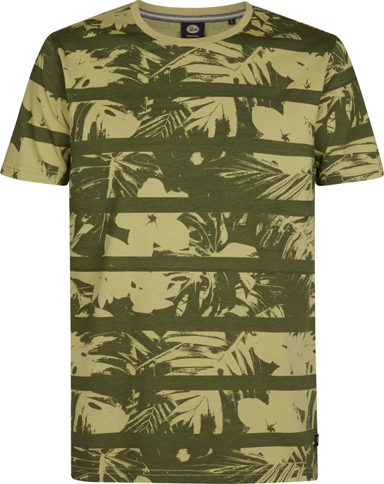 Petrol Industries – Herren-T-Shirt „Harbor“ mit Allover-Print – Grün – Größe XXXL