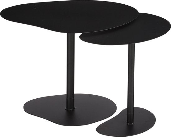 Mica Decorations Beistelltisch - 2er-Set - L55 x B41 x H40 cm - Metall - Schwarz