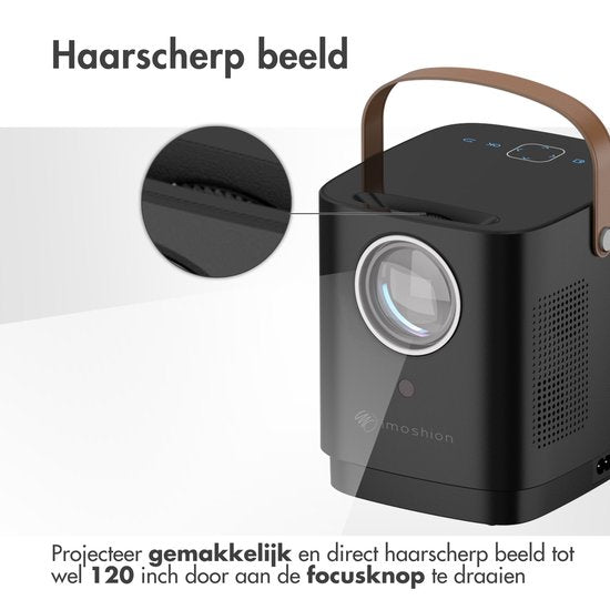 iMoshion Tragbarer Beamer - Full HD Mini-Beamer / Projektor - Streaming über WiFi - Schwarz