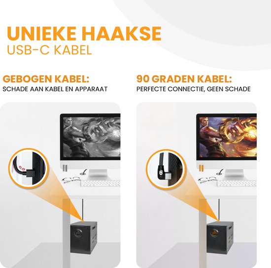 Drivv. USB-auf-USB-C-Kabel - Haken - USB-C-Daten- und Ladekabel - Schnellladung / Schnellladegerät - 3 Meter - Geeignet für Samsung, iPhone 15 und mehr - Schwarz