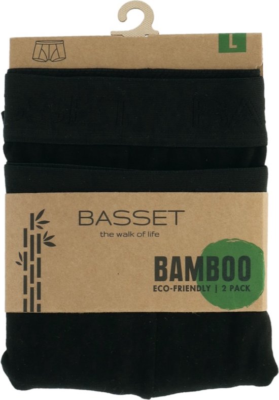 Basset Bamboo Herren Boxershorts schwarz 2er-Pack - Größe M