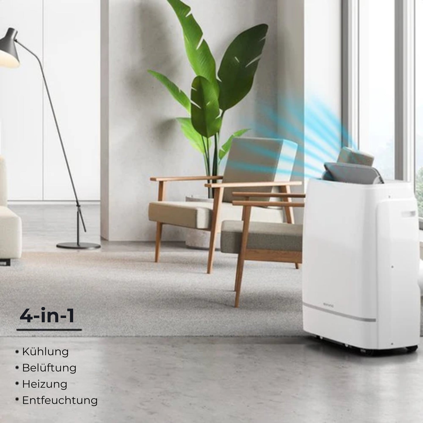 Auronic Mobile Air Conditioner - 12.000 BTU - 4-in-1 - Mit 2 Fensterdichtungs-Kits - Schlafzimmer - Wohnzimmer - Kühlen bis zu 35 m² - Weiß