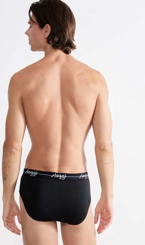 sloggi Start Midi 2er-Pack Slips - Herren - Baumwolle/Elastan - Regular Waist - Elastischer Bund - Schwarz - Größe XL
