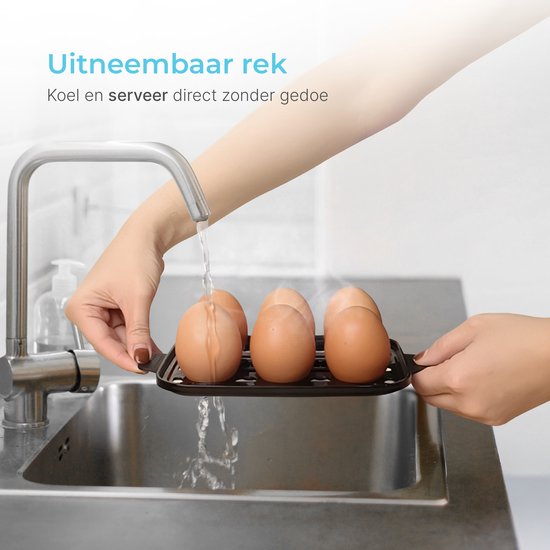 GoodForce Automatischer Eierkocher - Mit Timer - Mit Alarm - 6 Eier - Elektrisch - Inklusive Messbecher - Inklusive Eierstecher - Edelstahl - Spülmaschinenfest