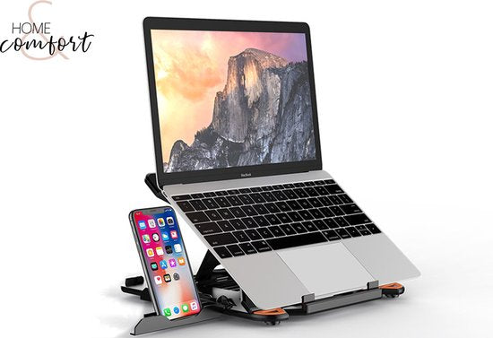 Home & Comfort Universal-Laptop-Ständer Verstellbar - Telefonhalter - 11 - 17 Zoll - Klappbar - Laptop-Ständer - Laptop-Tisch - Laptop-Erhöhung
