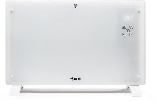 Vlectro - Elektroherd & Konvektor - 2000W - LED Display & Fernbedienung - Weißes Metall & Kunststoff - Wandmontage & freistehend - Energieeffizient mit Thermostat