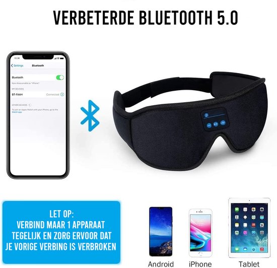 Podec Bluetooth Schlafmaske - Für Männer und Frauen - Schlaf Augenmaske - Atmungsaktives Gewebe