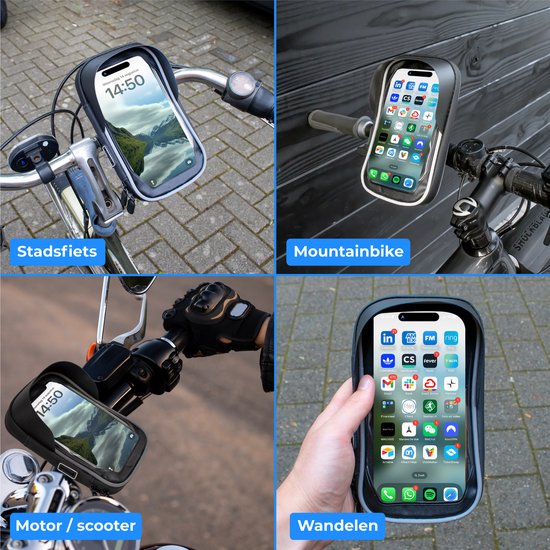 Nuvance - Handyhalterung Fahrrad - GSM Halterung für Fahrrad, Fatbike, Roller & Motor Lenker - Wasserdicht - 360 Grad Drehung - Fahrradhalterung für Smartphones