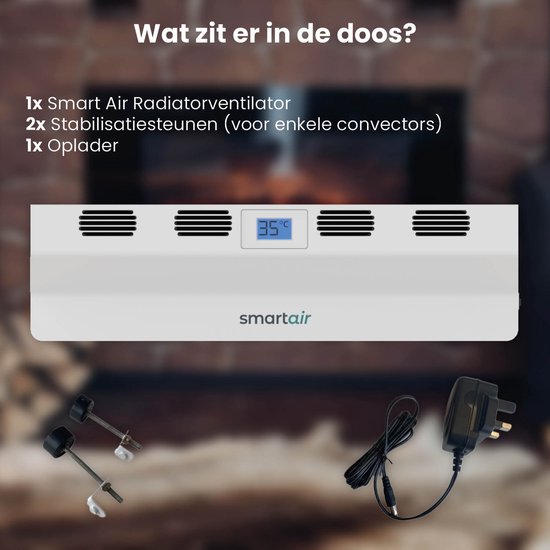 SmartAir Boost - Tragbarer Heizkörperlüfter - Universal - Energieeffizient - Kabellos, wiederaufladbar und automatisch - Heizkörperlüfter - Weiß