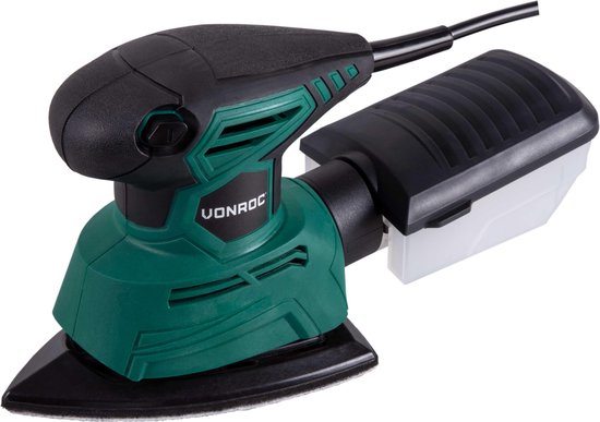 VONROC Multischleifer - Handschleifer - 130W - Mit Staubauffangbox & 6 Stück Schleifpapier