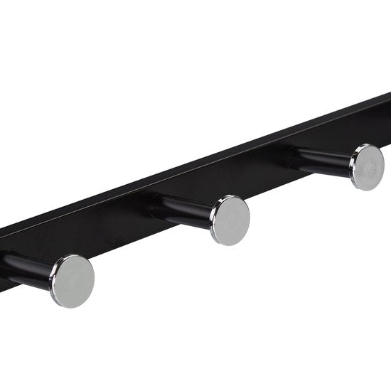 Wandgarderobe hängend - mit Ablage - 5 Haken - Metall - 28 x 65 x 25 cm - schwarz