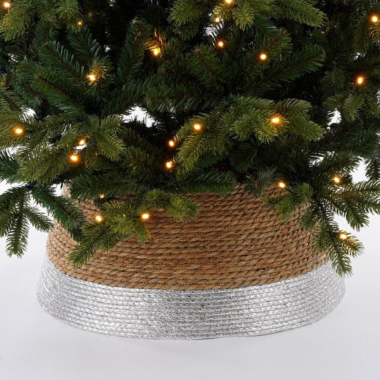 House of Seasons Weihnachtsbaumschürze - H26 x Ø58 cm - Seegras - Silber
