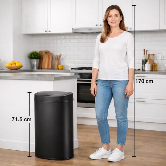 Bayt Mülleimer - Mülleimer 60 Liter - Mülleimer - Abfalleimer - Metall - Schwarz