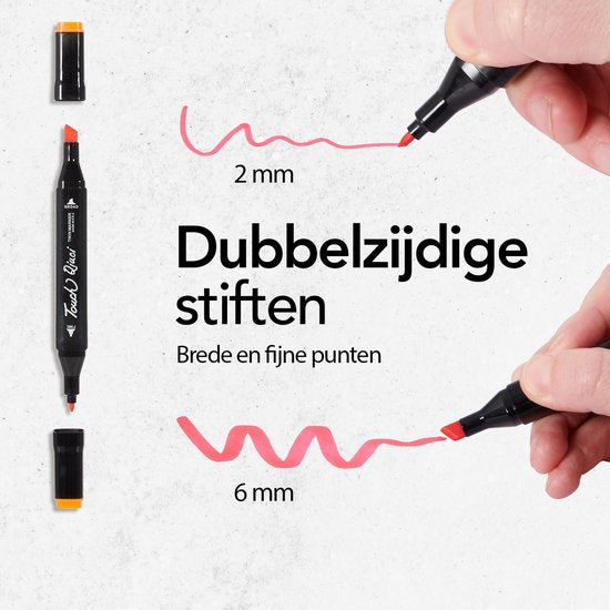 Brixy Twinmarkers 264 Stück - Professionelle Alkoholmarker - Doppelseitige Spitze - Marker - Aufbewahrungstasche mit Halterung
