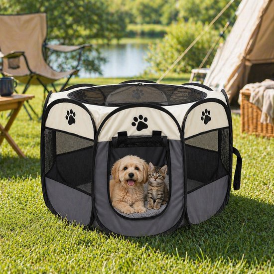 Ceruzo Welpenauslauf faltbar - für kleine Hunde - Katzen - Kaninchen - 73 cm