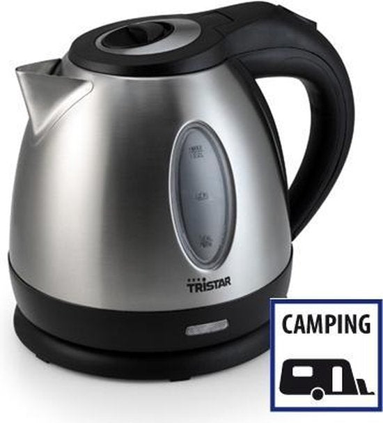 Tristar Wasserkocher WK-1325 - 900W - 1.2L - Camping geeignet - Edelstahl