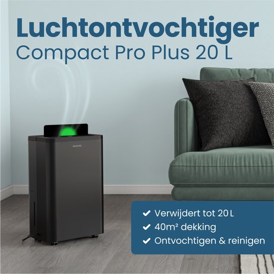 Auronic Luftentfeuchter - Compact Pro Plus - 20L - Schlafzimmer, Badezimmer, Wohnzimmer und Büro - Luftbefeuchter für Innenräume - Schwarz