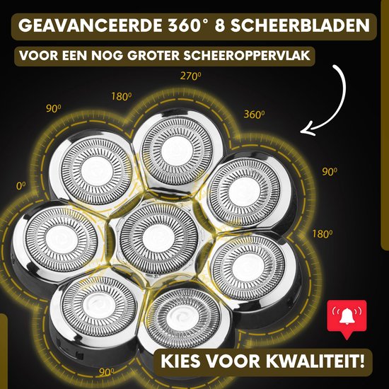 6-in-1 Rasierer für Männer - Trimmer - Clipper - Sansbeauté® SkullSharp PRO | 8 Klingen - Schädelrasierer - Nass & Trocken - Gesichts- und Kopfrasierer - Kopfrasur - USB - Aufsätze